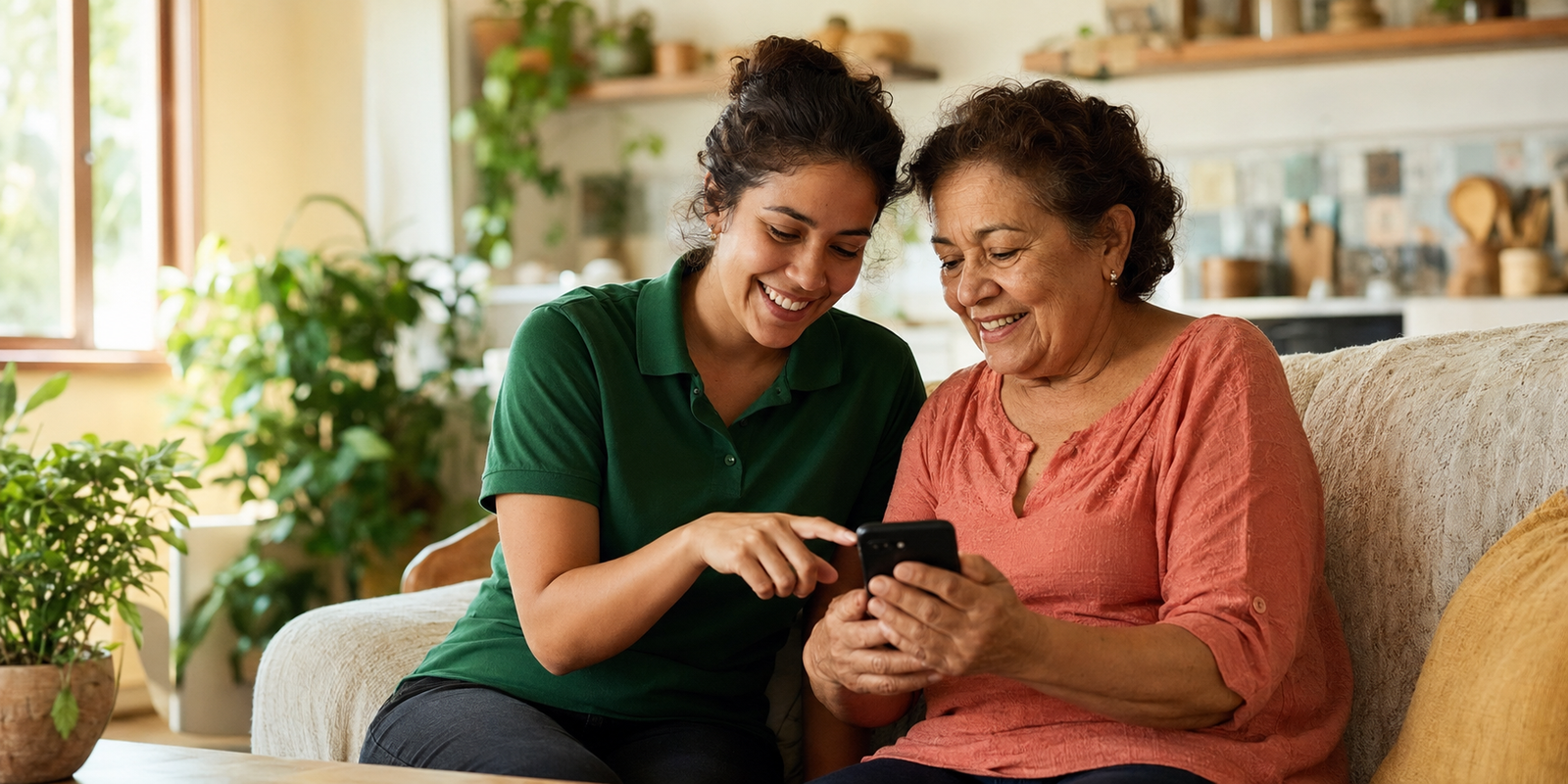 Técnica da Subrim oferecendo suporte para configuração de celular